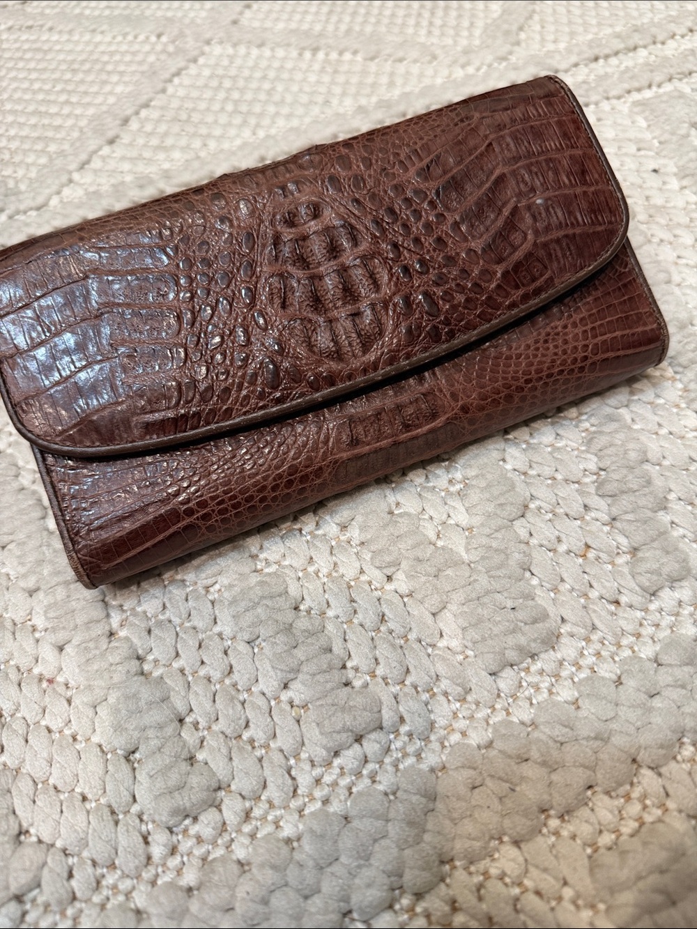 Brown Crocodilian Skin Leather Women's Wallet